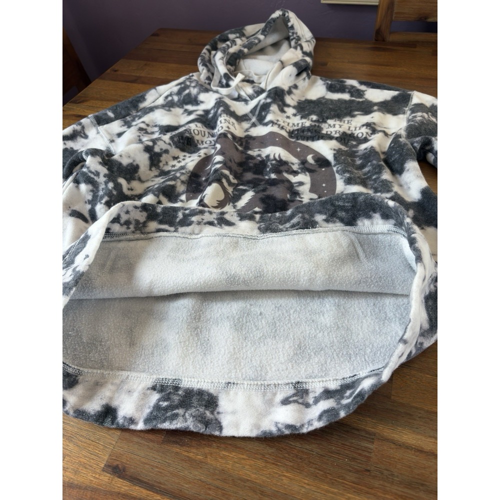 Hollister Hoodie Women's Medium Tie Dye Cotton Sweatshirt Black White‎ Dragon - Picture 14 of 16